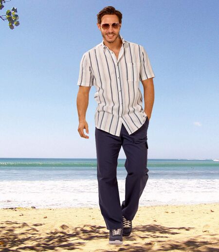 La Chemise Manches Courtes Rayée en Crépon