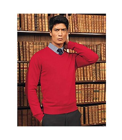 Premier Mens V-Neck Knitted Sweater (Red)