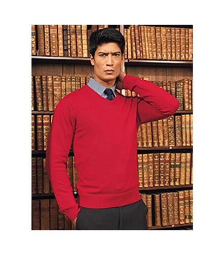 Premier Mens V-Neck Knitted Sweater (Red)