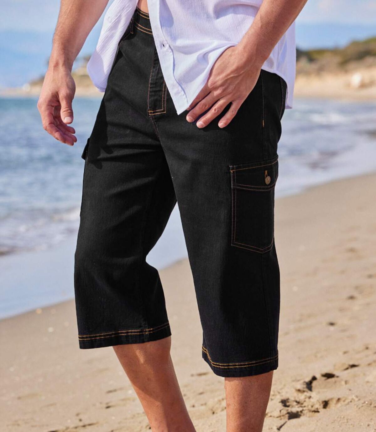 Zestaw 2 par jeansowych  spodni-bojówek 3/4 Atlas For Men