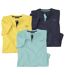Pack of 3 Men's Fiji T-Shirts - Yellow Navy Turquoise