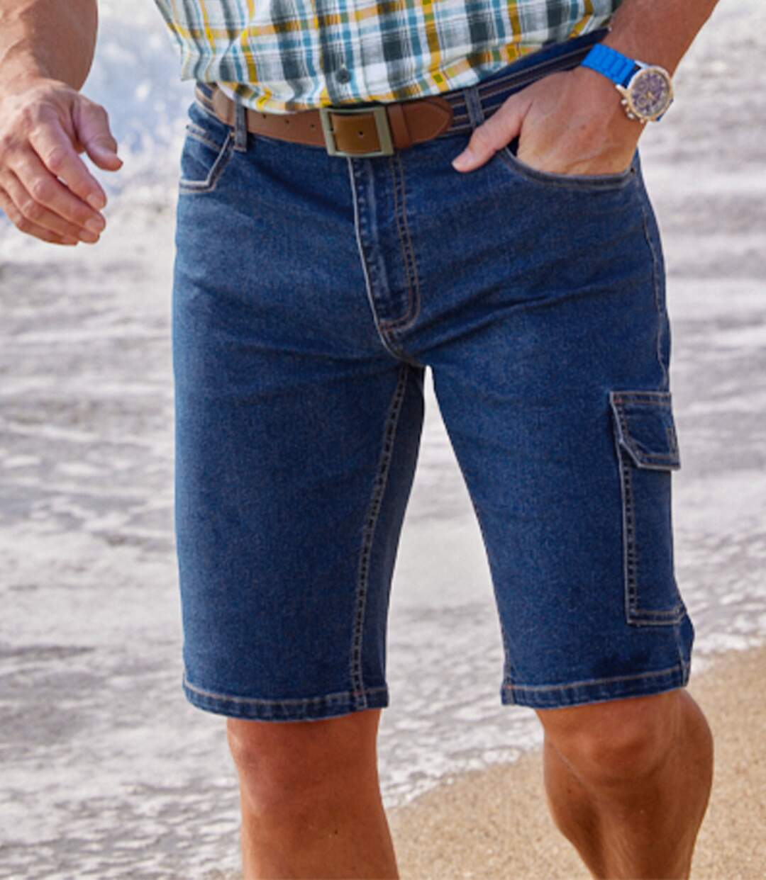 Bermudy-bojówki z lekkiego jeansu ze stretchem Atlas For Men
