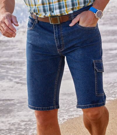 Bermudy-bojówki z lekkiego jeansu ze stretchem