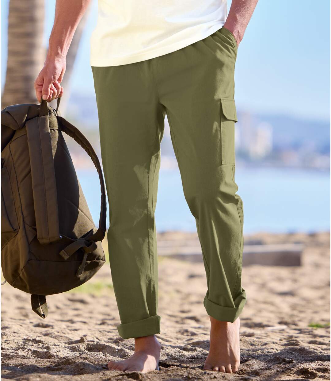 Men's Microcanvas Cargo Pants - Khaki-1