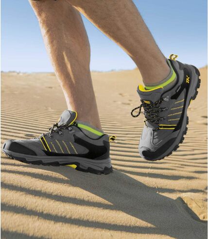 Men's All-Terrain Walking Shoes - Grey Black Yellow