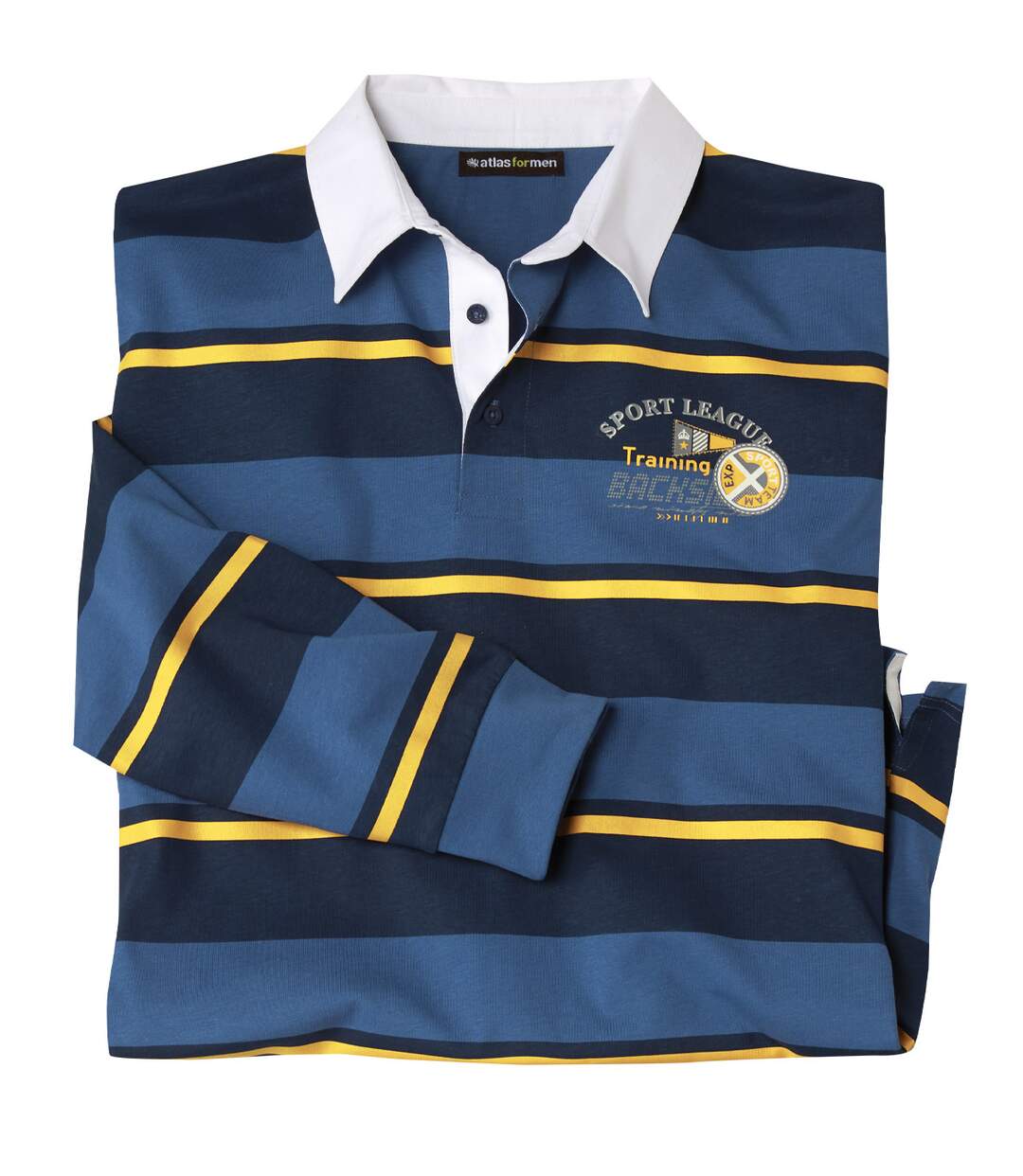 Polo de rugby rayé homme - bleu-2