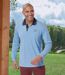 Pack of 2 Men's Long Sleeve Polo Shirts - Blue Burgundy-4