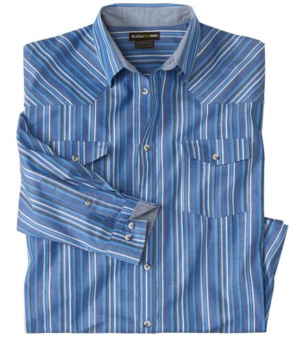 Men's Blue Poplin Striped Shirt