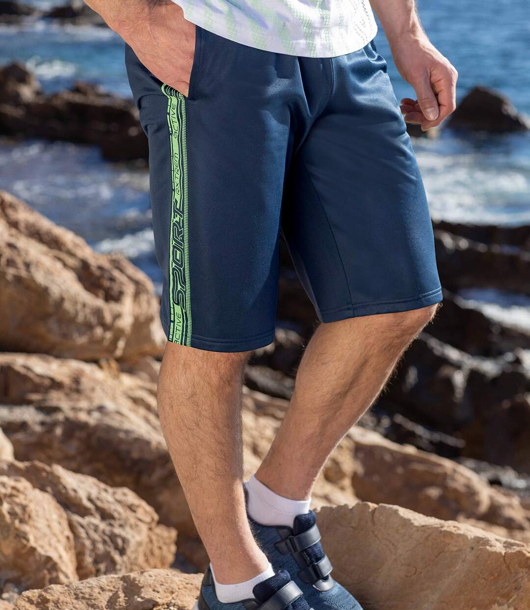 Men's Navy Sporty Shorts-5