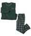 Men's Green Tartan-Style Pyjamas - Long-Sleeved