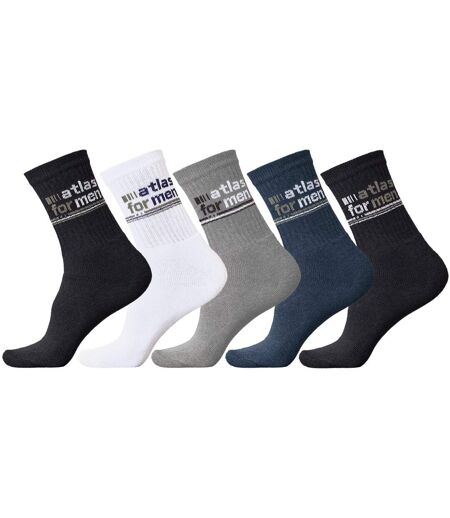 Pack of 5 Pairs of Men's Sports Socks - White Blue Grey Black