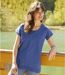 Women's Blue T-Shirt and Cardigan Set with Macramé Details