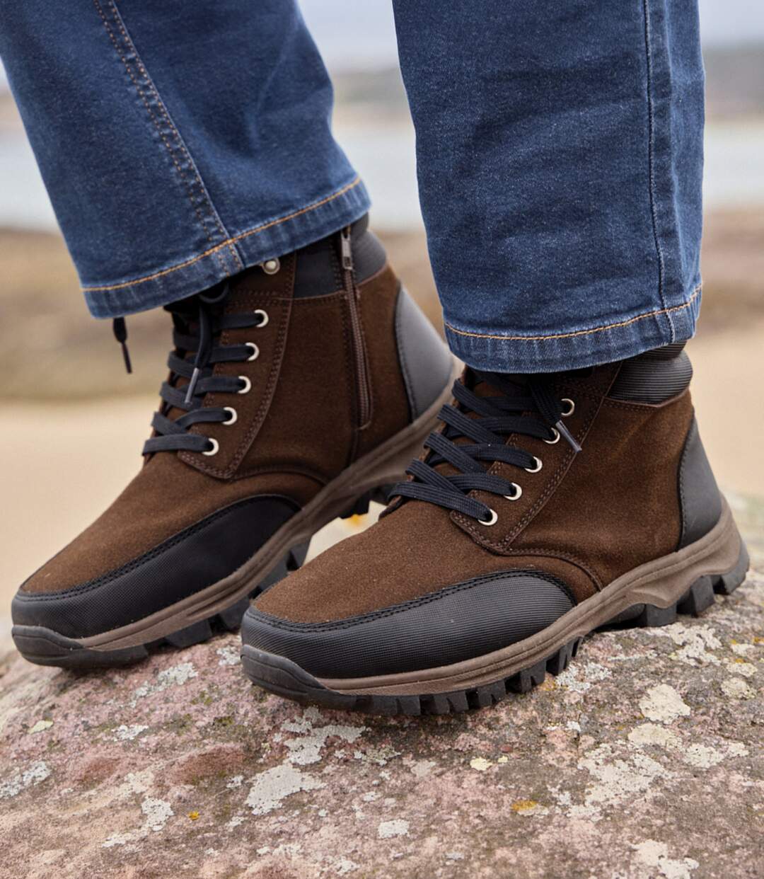 Les Boots Zippées Marron à Lacets-1