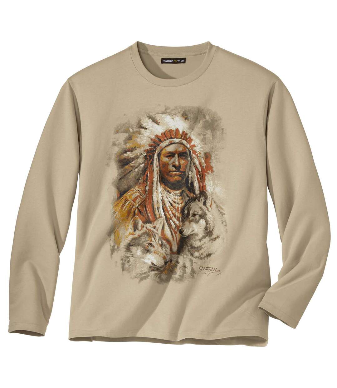 Tričko s potlačou indiánskeho náčelníka  Atlas For Men