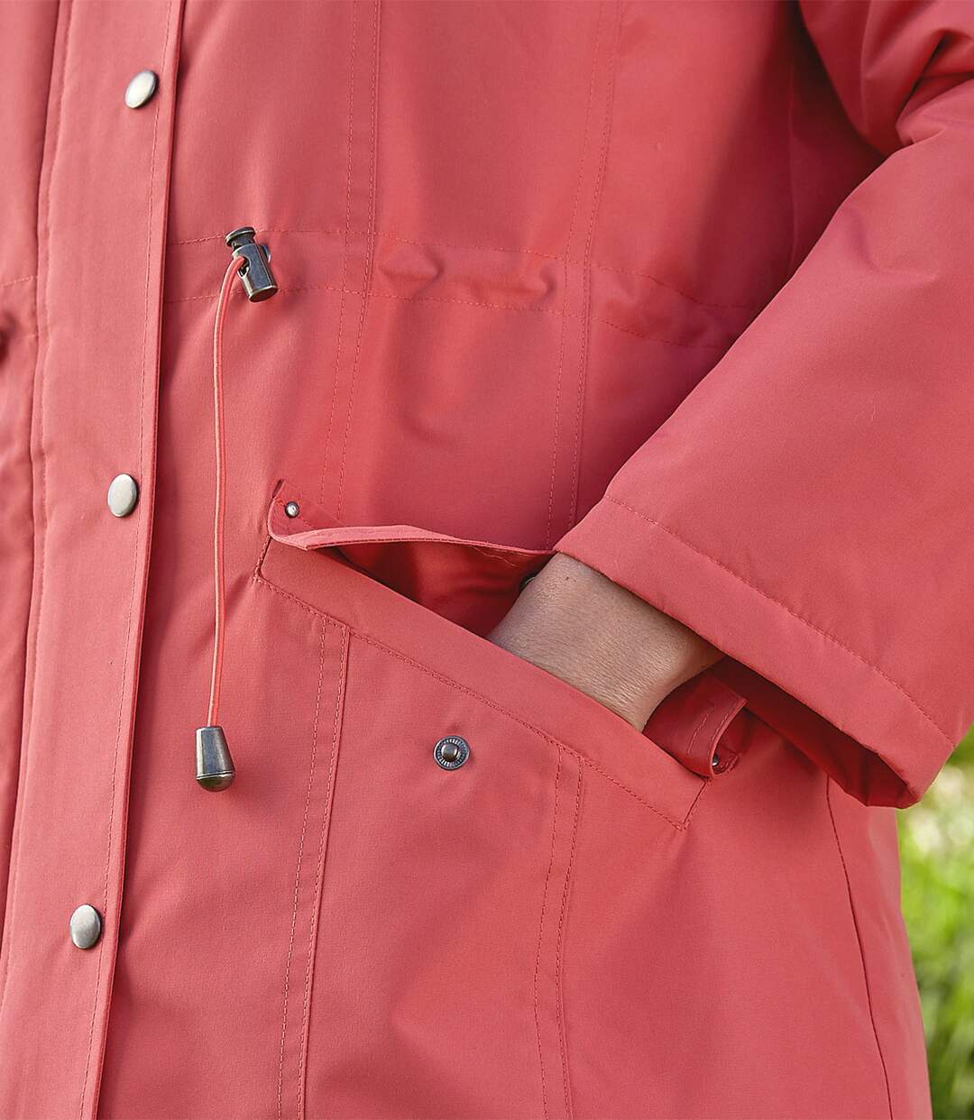 Parka à capuchon femme - corail