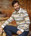 Men's Striped Polo Shirt - Ecru  Atlas For Men