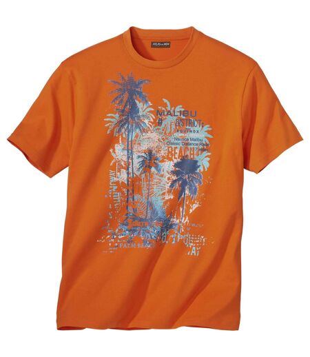 Men's Orange Print T-Shirt