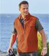 Men's Full Zip Microfiber Vest - Water-Repellent - Terracotta Atlas For Men