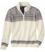 Men's Ecru Patterned Sweater 