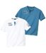 Pack of 2 Men's Yacht T-Shirts - White Blue