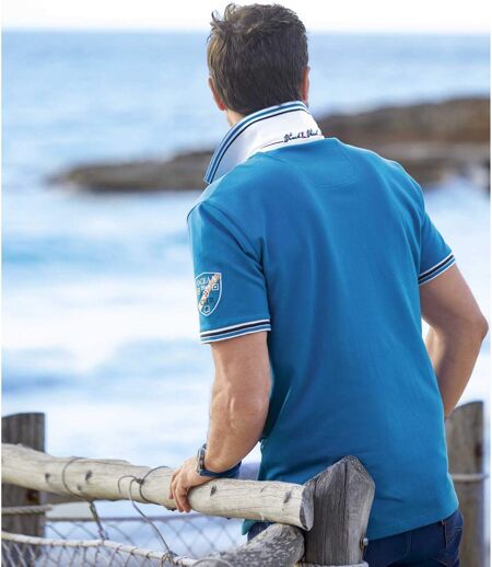 Men's Blue Polo Shirt - Sailing Print