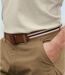 Men's Belt with Hidden Pocket - Ecru Brown Navy