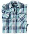 Men's Turquoise Checked Waffle Shirt Atlas For Men