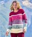 Melierter Strickpullover mit Blockstreifen