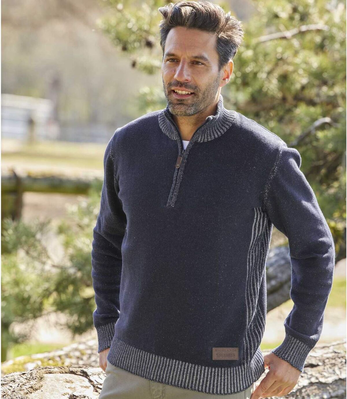 Men's Navy Half Zip Sweater Atlas For Men