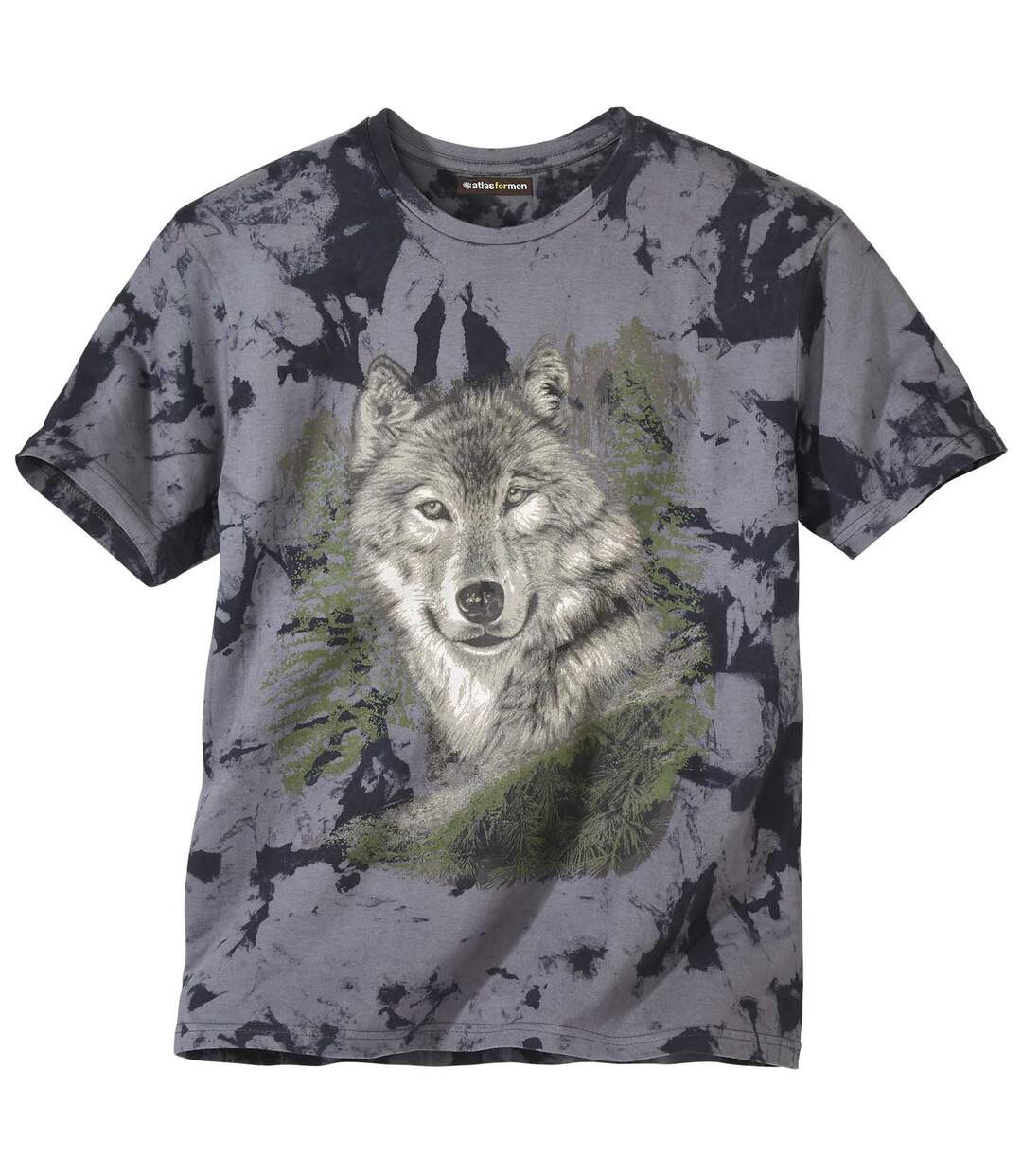 Nyomtatott farkas mintázatú Tie & Dye póló-2