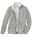 Women’s Grey Knitted Jacket with Fleece Lining - Full Zip