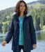 Women's Navy Parka with Faux-Fur Hood - Water-Repellent