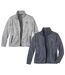 Pack of 2 Men's Brushed Fleece Jackets - Mottled Grey Navy