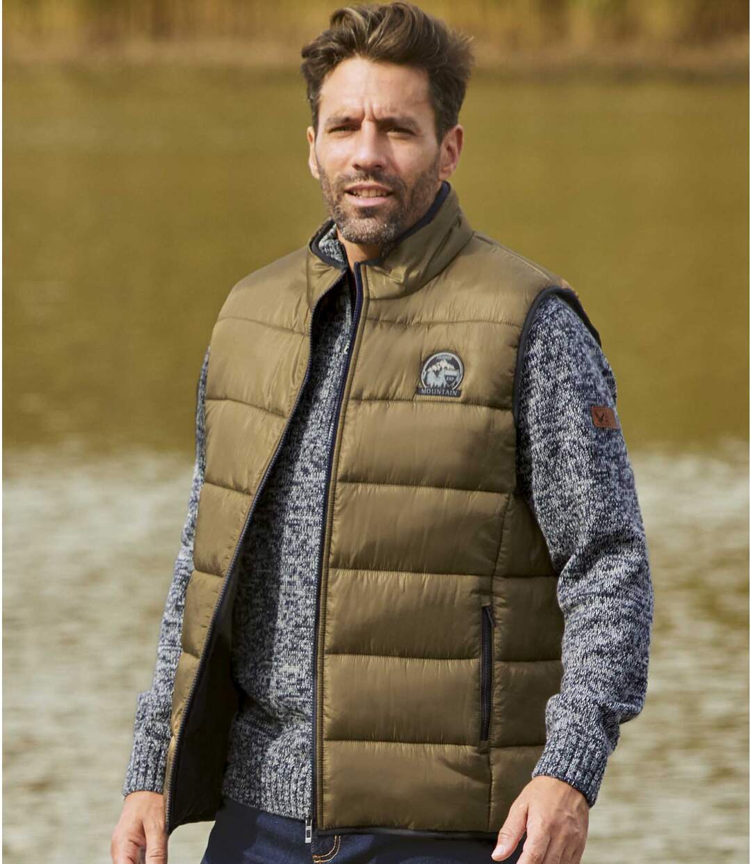Men's Bronze Full Zip Padded Gilet - Water-Repellent-1