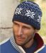 Men’s Blue Jacquard Hat with Polar Fleece Lining