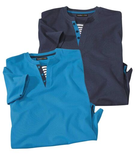 Pack of 2 Men's Sailing T-Shirts - Blue Navy