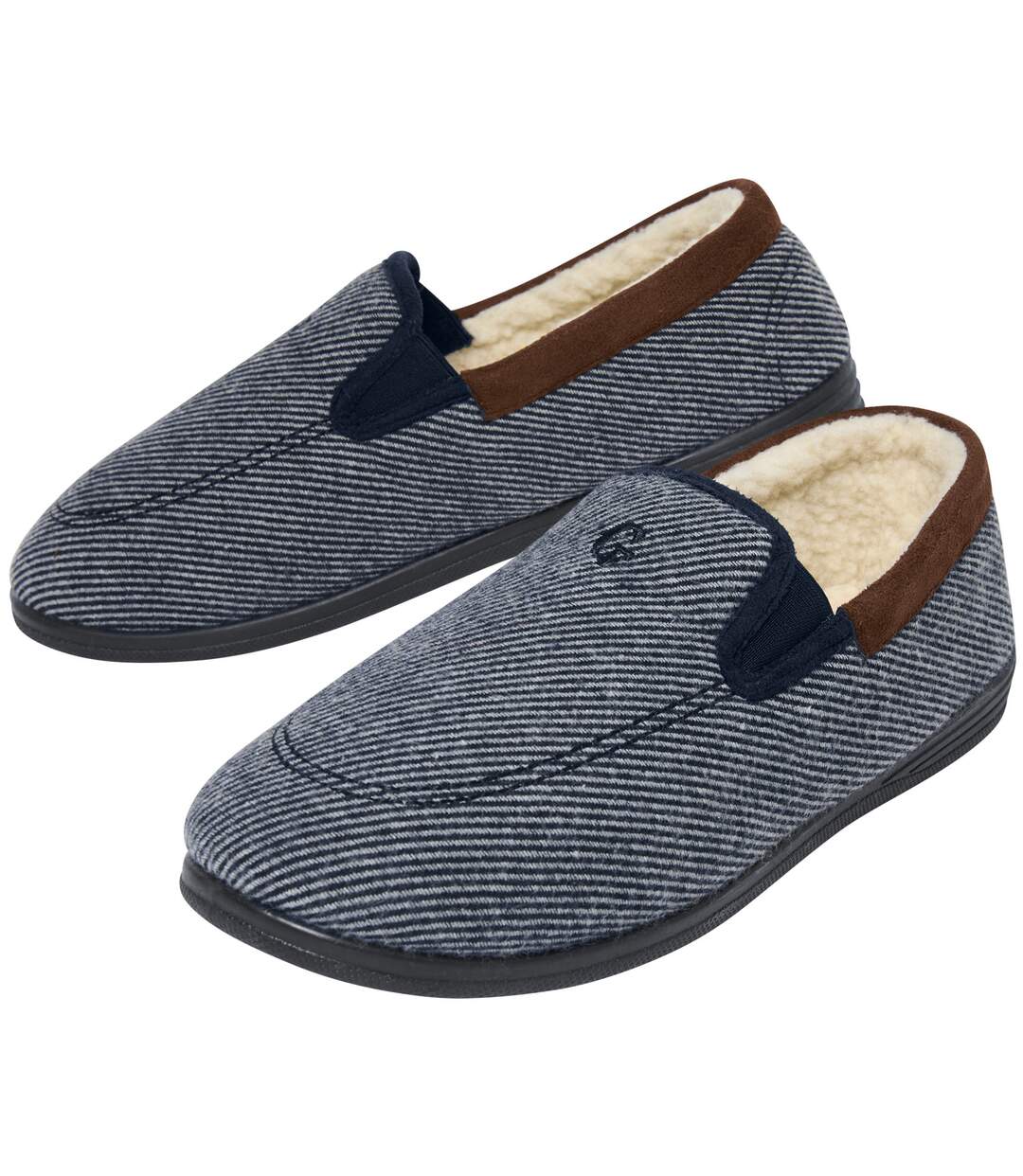 Men's Navy Sherpa-Lined Slippers-1