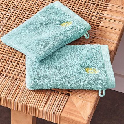 2 gants de toilette