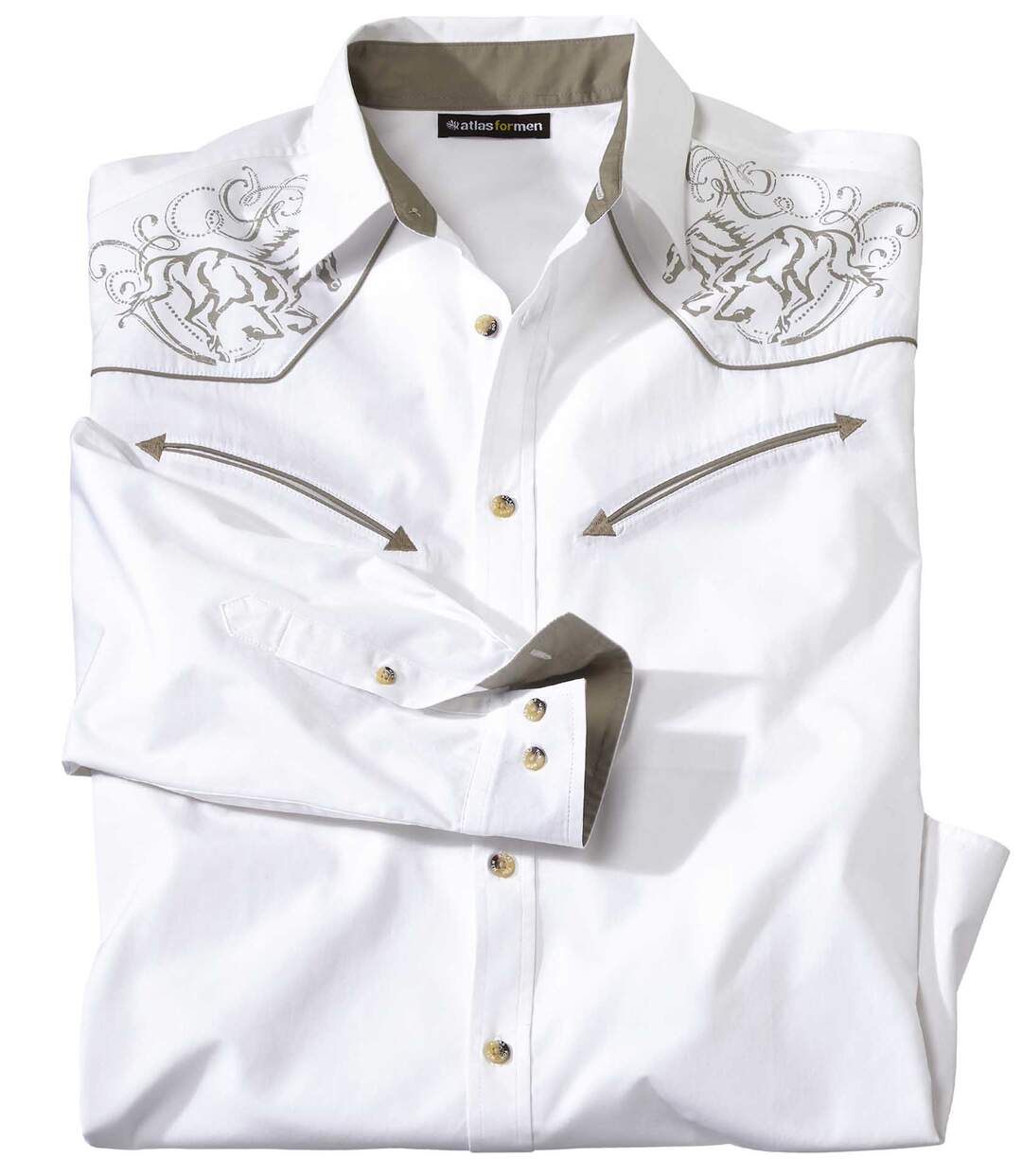 Men's White Western-Style Shirt Atlas For Men