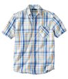 Chemisette à Carreaux Stretch Blue Lagon  Atlas For Men