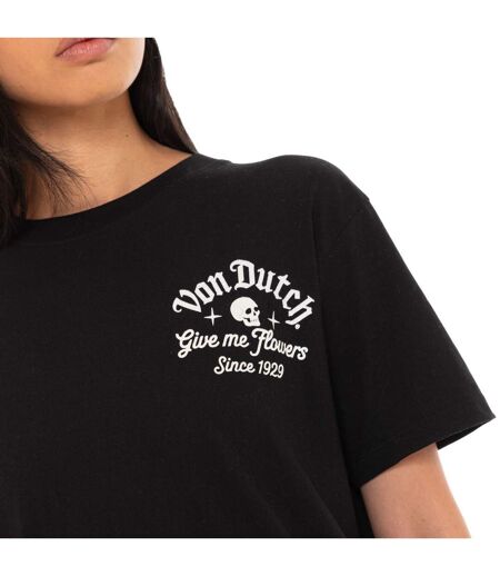 T-shirt femme col rond avec imprimé devant et dos Rose Vondutch