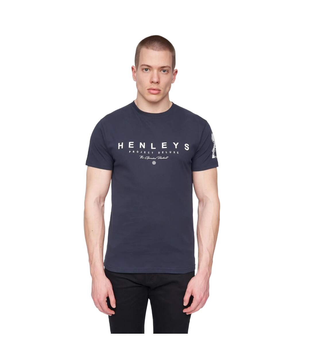 Mens hentyme t-shirt navy Henleys