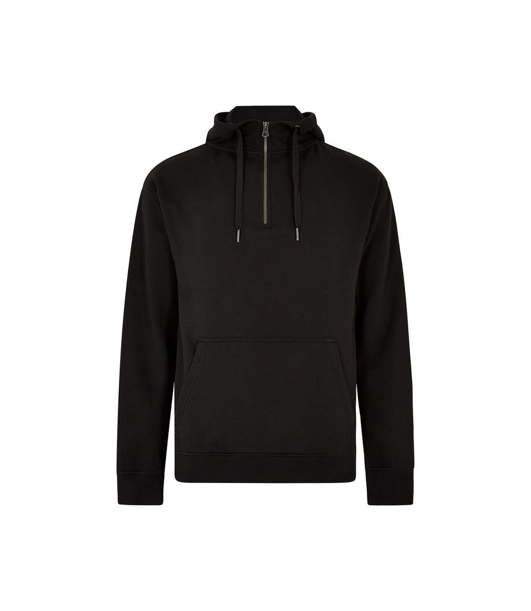 Mens Quarter Zip Regular Hoodie Black Kustom Kit-1