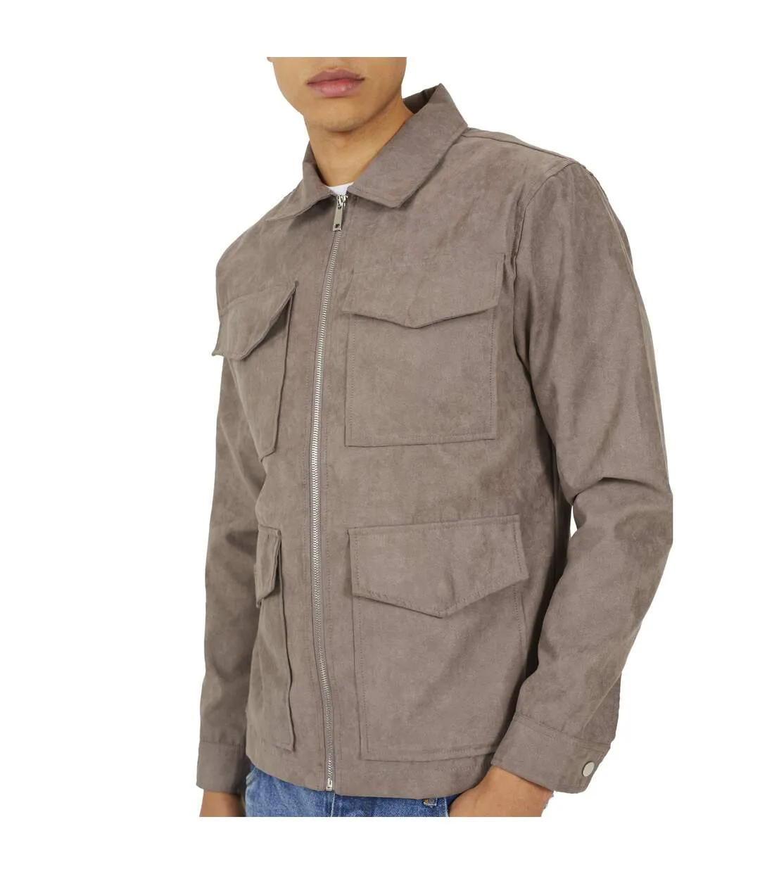Veste-chemise Lathan Homme Taupe Brave Soul-1