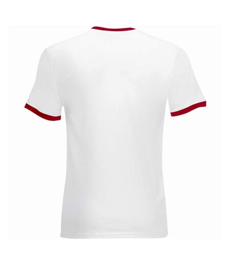Fruit Of The Loom Mens Ringer Short Sleeve T-Shirt (White/Red) - UTBC342