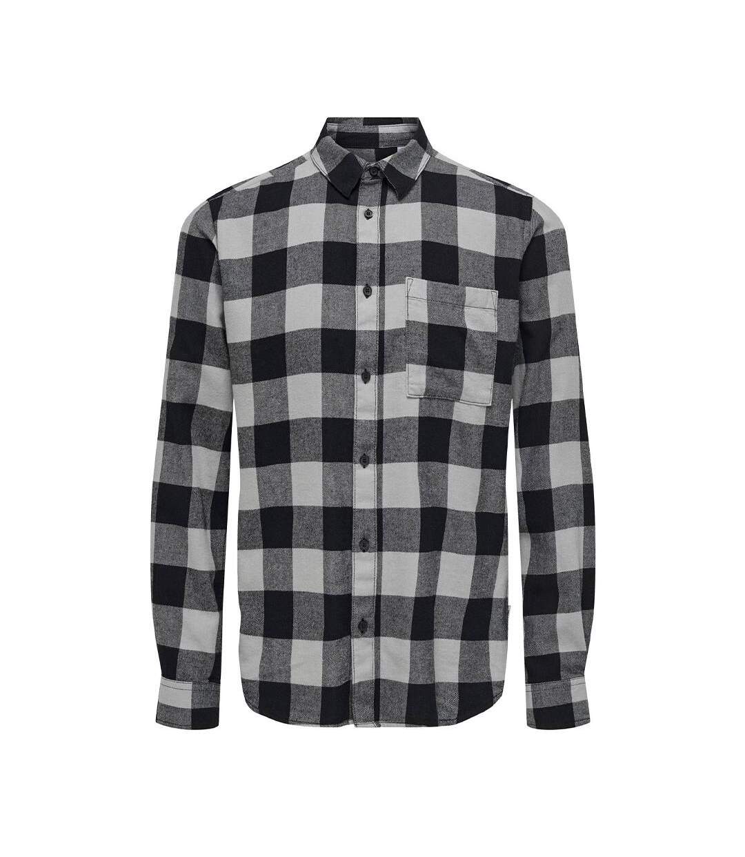 Chemise à Carreaux Noir/Gris Homme Only & Sons Dmundur - S-1