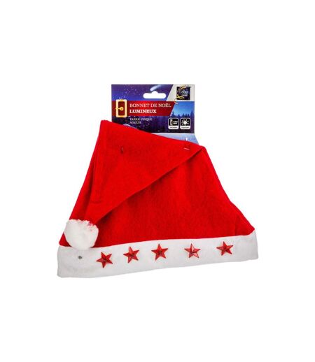 Chapeau de Noël Adulte à Led Étoile 39cm Rouge
