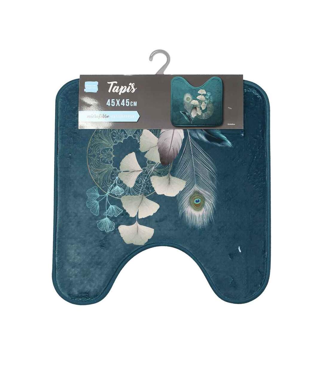 Tapis Contour WC Imprimé Ginkoblue 45x45cm Vert-3