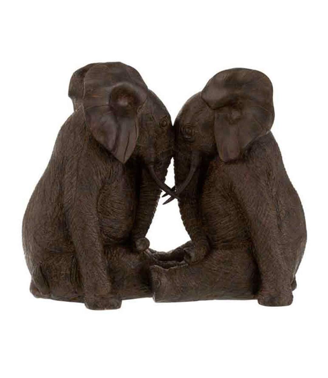 Statuette Déco Couple d'Éléphants 38cm Marron-1