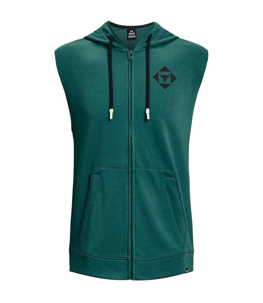 Mens Project Rock Graphic Print Hooded Sleeveless Hoodie Green Under Armour-2